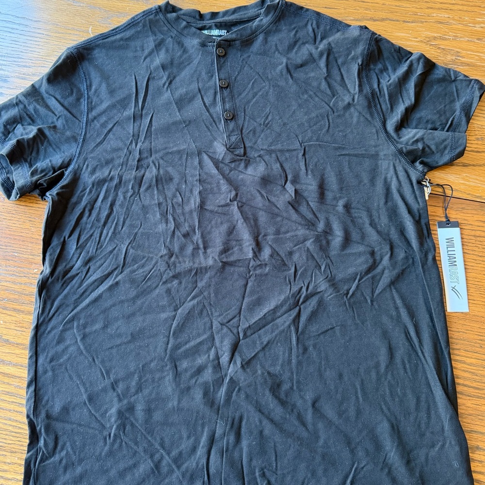 William Rast Black Short Sleeve Henley Tee